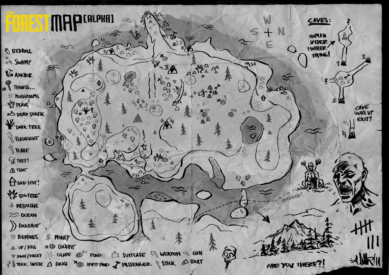 Карта в форесте пещеры