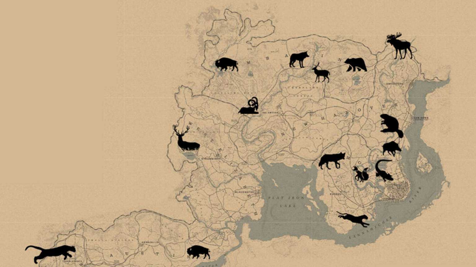 Red Dead Redemption 2 карта легендарных животных