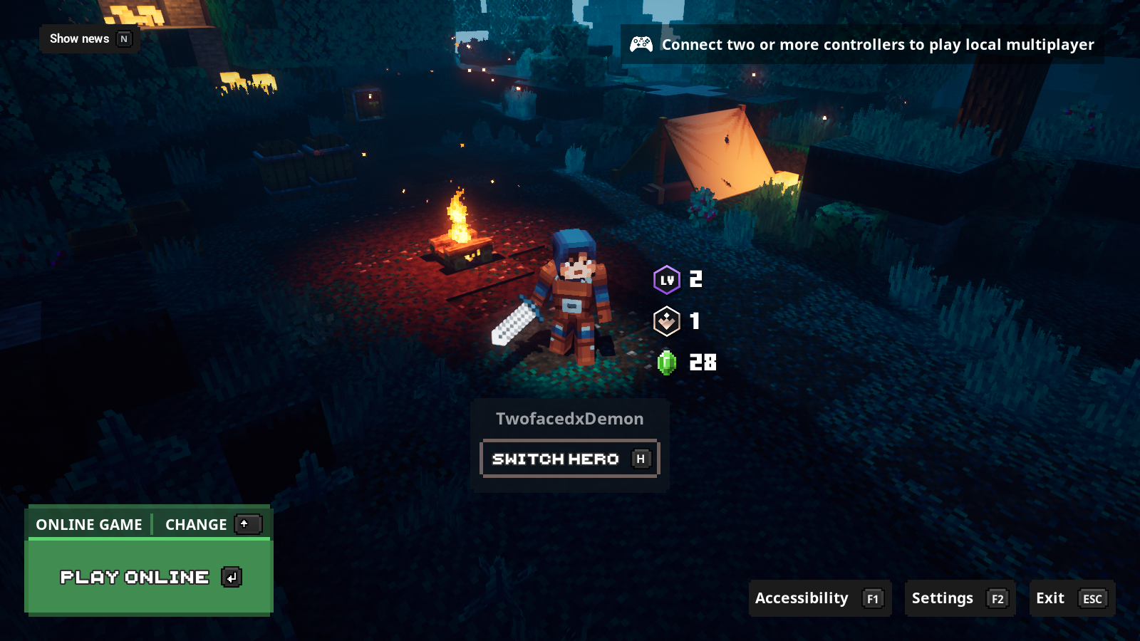 Как настроить кооперативную онлайн-игру в minecraft dungeons