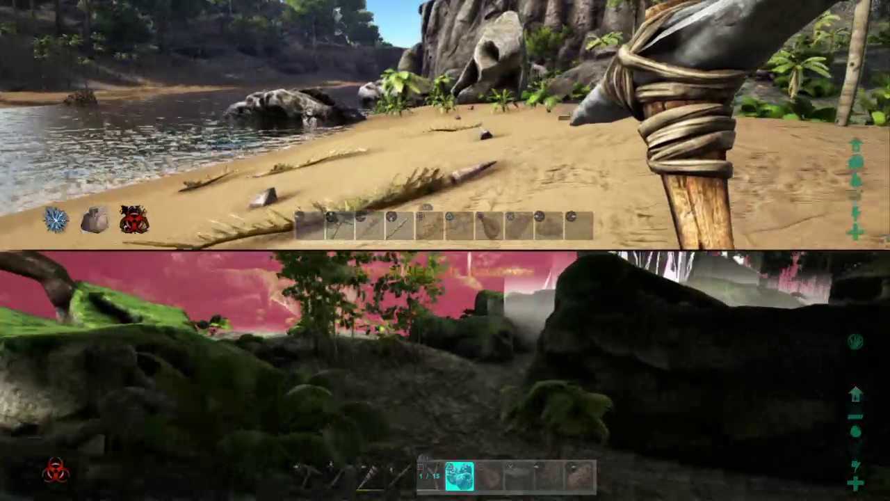 Ark ps4. Ark: Survival Evolved ps4 Split Screen. АРК на разделённом экране. Ark: Survival Evolved на двоих. Ark Survival Evolved пс4 на двоих.